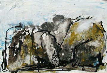 |-|Ekkodalen  / Acryl, Öl und Tusche auf Papier / 46 x 65