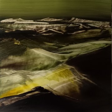 |+|Hügelland10 / Öl auf Hi-Tech Papier, 2023 / 30 x 30