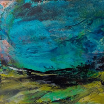 |+|Hügelland13 / Acryl auf Papier, 2023 / 20 x 20