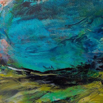 |+|Hügelland13 / Acryl auf Papier, 2023 / 20 x 20