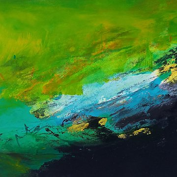 |+|Hügelland14 / Acryl auf Papier, 2023 / 20 x 20