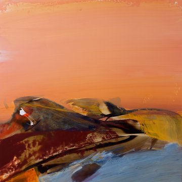 |+|Hügelland1 / Acryl auf Hi-Tech Papier, 2023 / 32 x 32