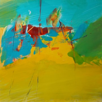 |+|Hügelland5 / Acryl auf Hi-Tech Papier, 2023 / 32 x 32