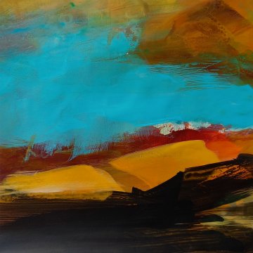 |+|Hügelland6 / Acryl auf Papier, 2023 / 32 x 32