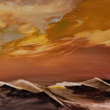 |+|Hügelland9 / Öl auf Hi-Tech Papier, 2023 / 30 x 30