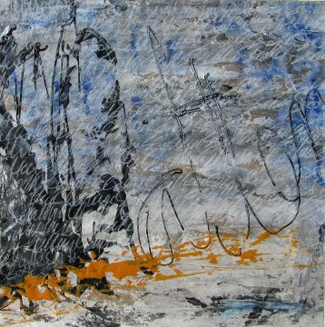 |-|Mondsaum   / Acryl und Tusche auf Papier / 44 x 44