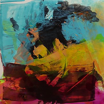 |+|Stürmisch aufgewühlt 6 / Acryl aufSteinpapier, 2022 / 20 x 20