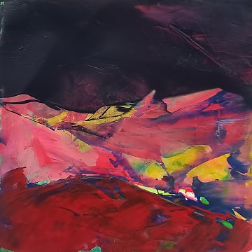 |+|Stürmisch aufgewühlt 2 / Acryl aufSteinpapier, 2022 / 20 x 20