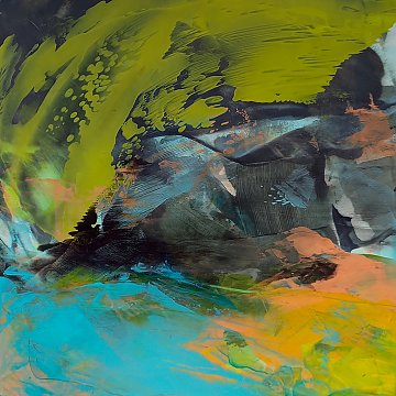 |+|Stürmisch aufgewühlt 4 / Acryl aufSteinpapier, 2022 / 20 x 20