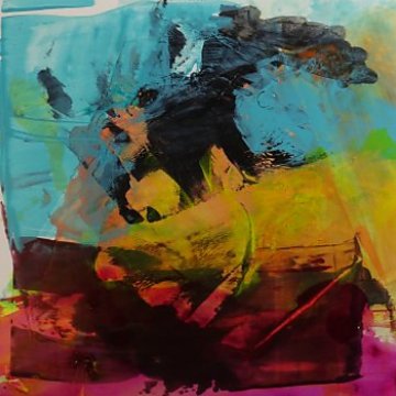 |+|Stürmisch aufgewühlt 6 / Acryl aufSteinpapier, 2022 / 20 x 20