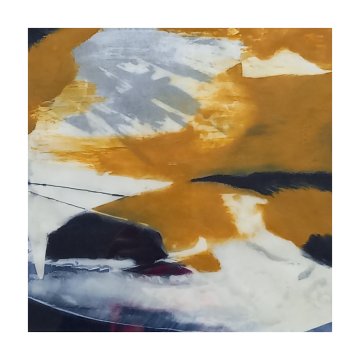|+|InWachs18 / gewachstes Papier, Radierung und Ölfarbe, 2025 / 25 x 25