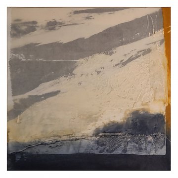 |+|InWachs19 / gewachstes Papier, Radierung und Ölfarbe, 2025 / 25 x 25