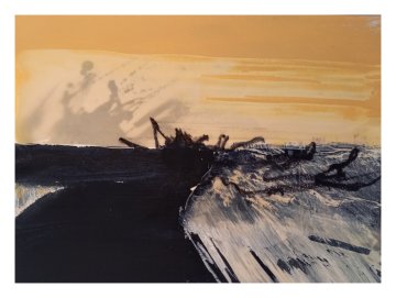 |+|InWachs32 / gewachstes Papier, Radierung und Ölfarbe, 2026 / 21 x 30