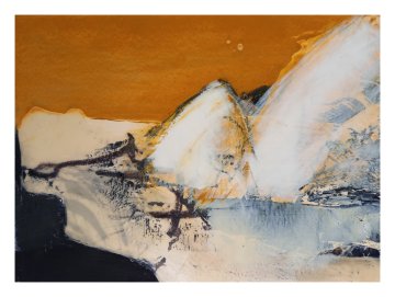 |+|InWachs35 / gewachstes Papier, Radierung und Ölfarbe, 2026 / 21 x 30