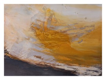 |+|InWachs40 / gewachstes Papier, Radierung und Ölfarbe, 2026 / 21 x 30