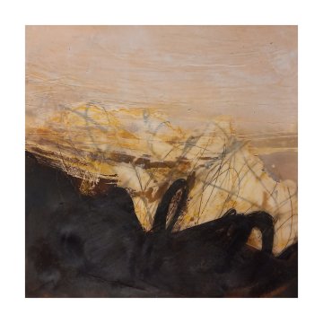 |+|InWachs 42 / gewachstes Papier, Radierung und Ölfarbe, 2026 / 25 x 25